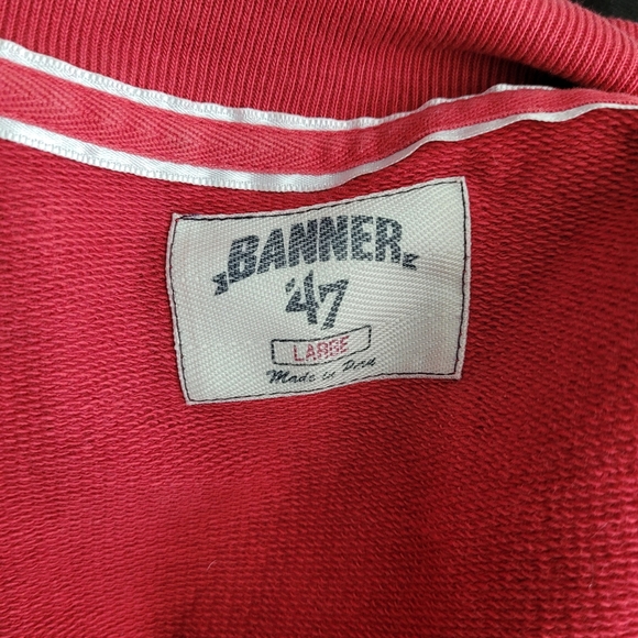 Banner 47 Texas Rangers Red Baseball Full Zip Sweater Size Large - Picture 6 of 7